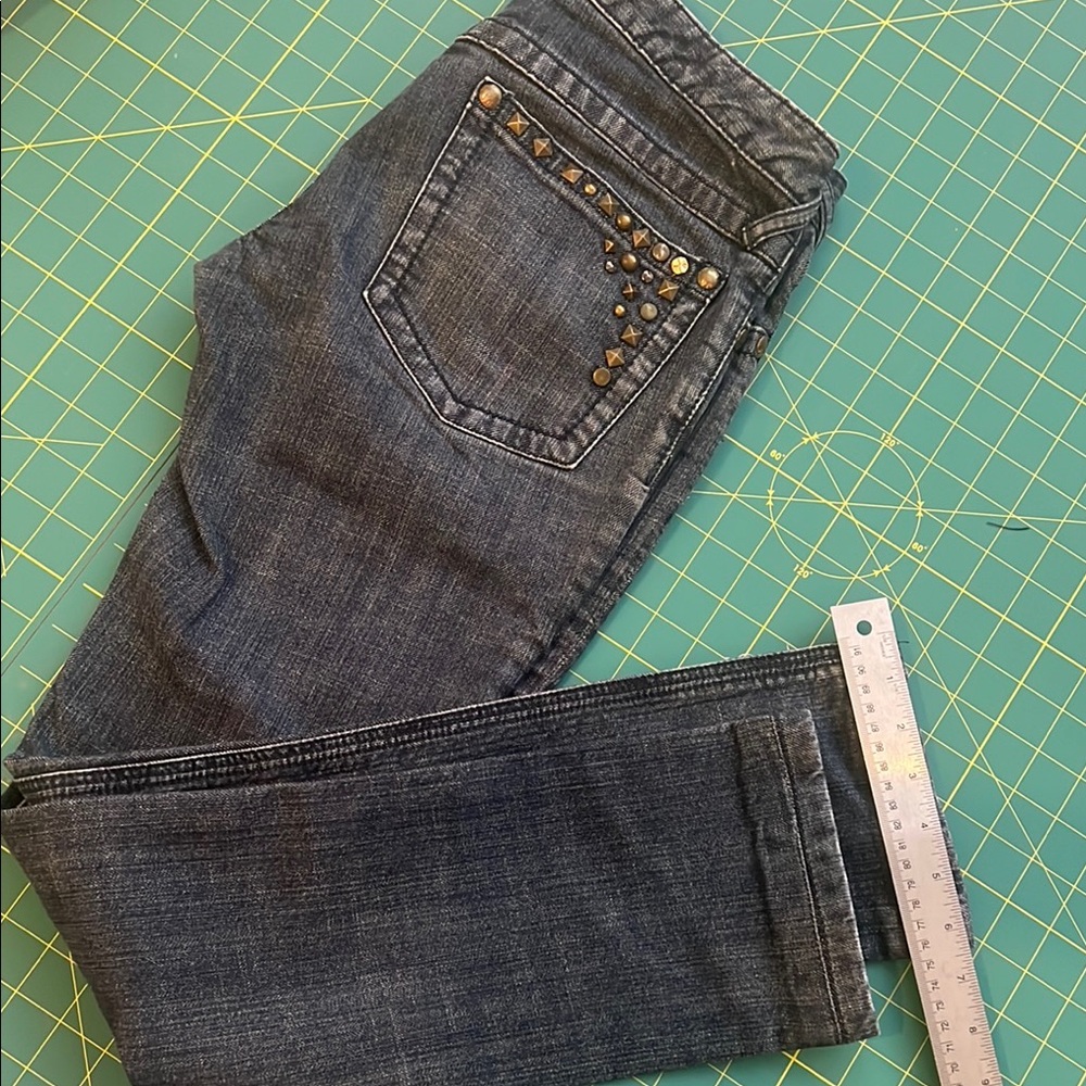 Free People Dark Blue Studded Jeans